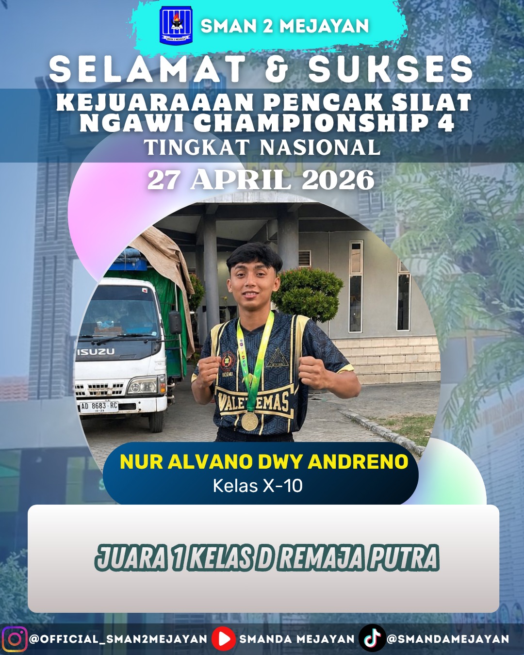 Juara 1 Kelas D Remaja Putra di Kejuaraan Pencak Silat Ngawi Champhionship 4
