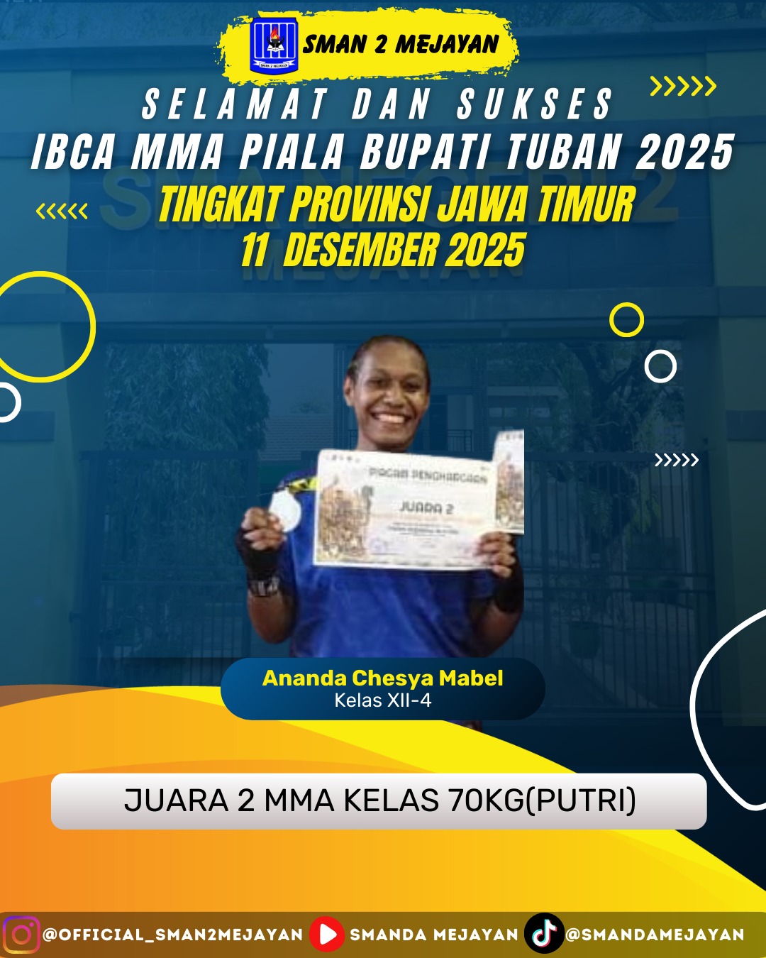 Juara 2 MMA kelas 70kg Putri