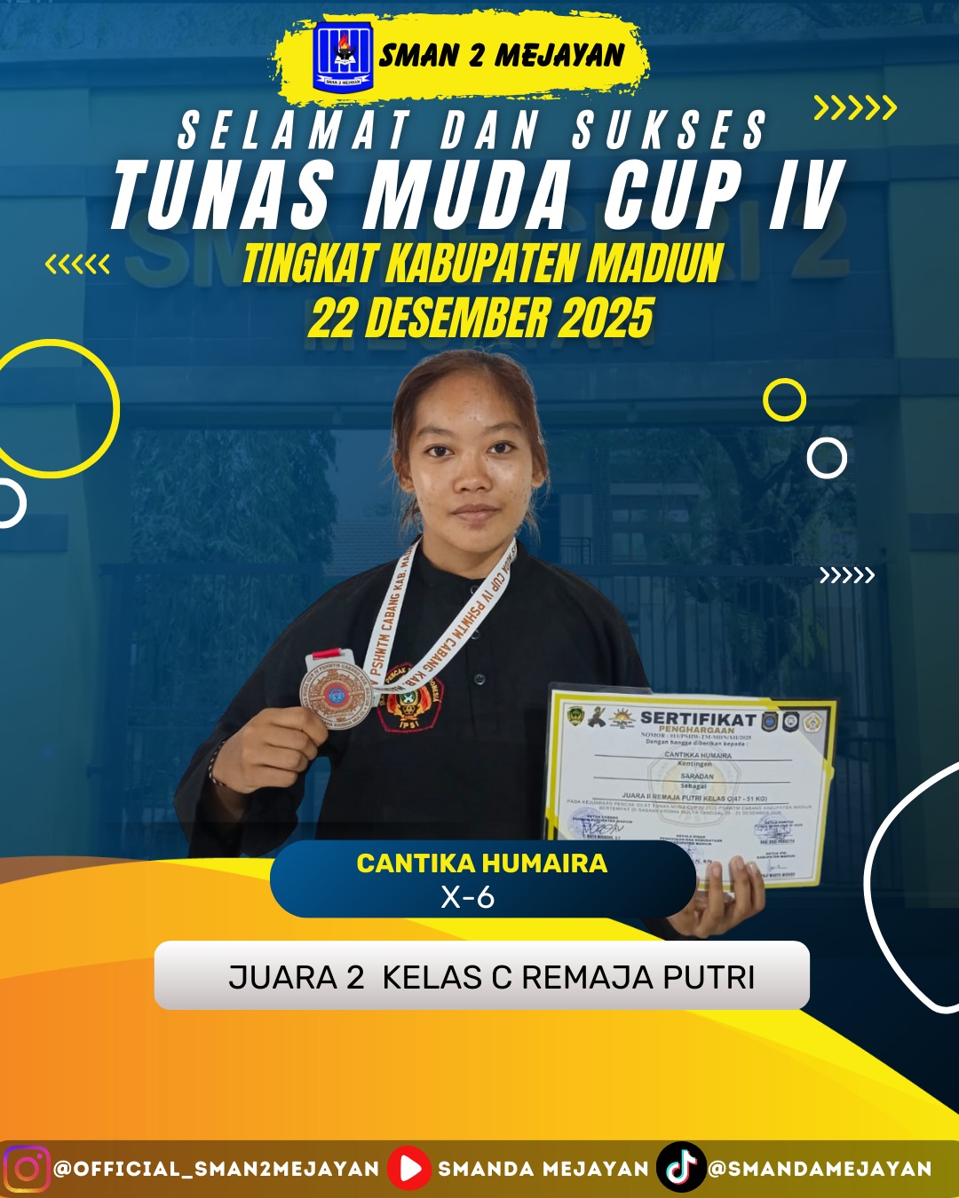 Juara 2 Pencak Silat Kelas C Remaja Putri