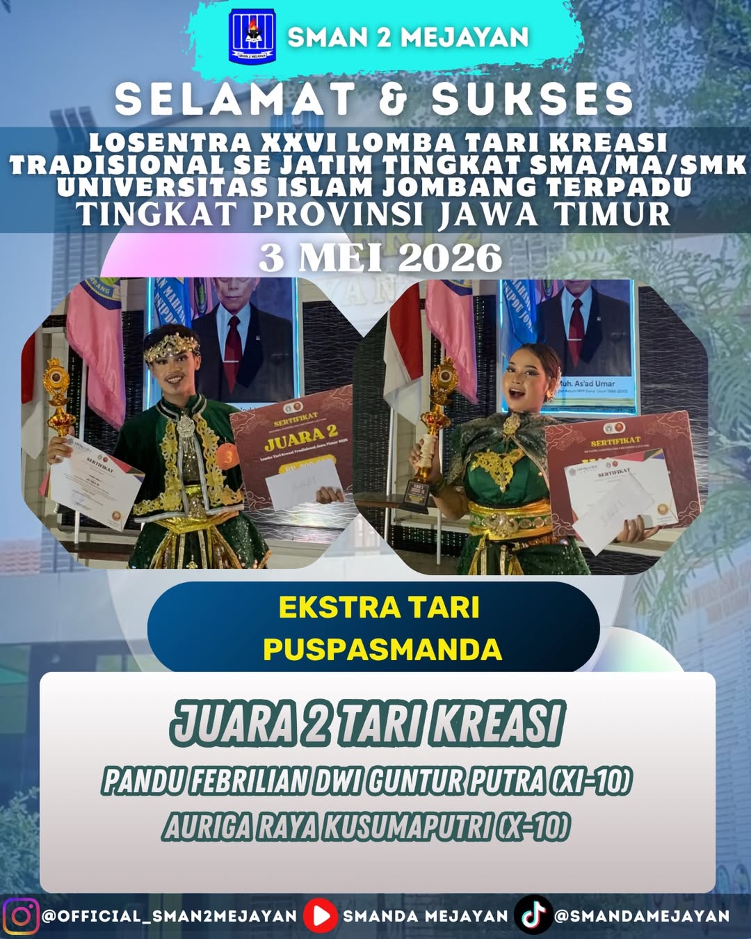 Juara 2 Tari Kreasi di Losentra XXVI Universitas Islam Jombang Terpadu