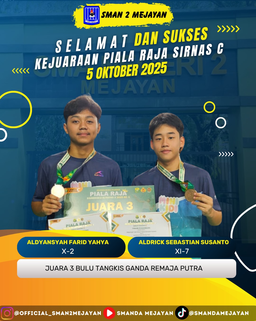 Juara 3 Bulu Tangkis Ganda Remaja Putra