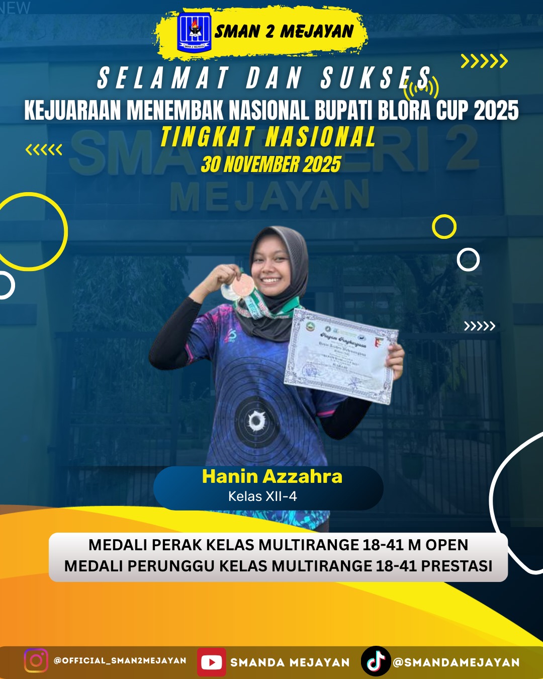 Medali Perak Kelas Multirange 18-41 m Open dan Medali Perunggu Kelas Multirange 18-41 Prestasi Kejuaraan Menembak
