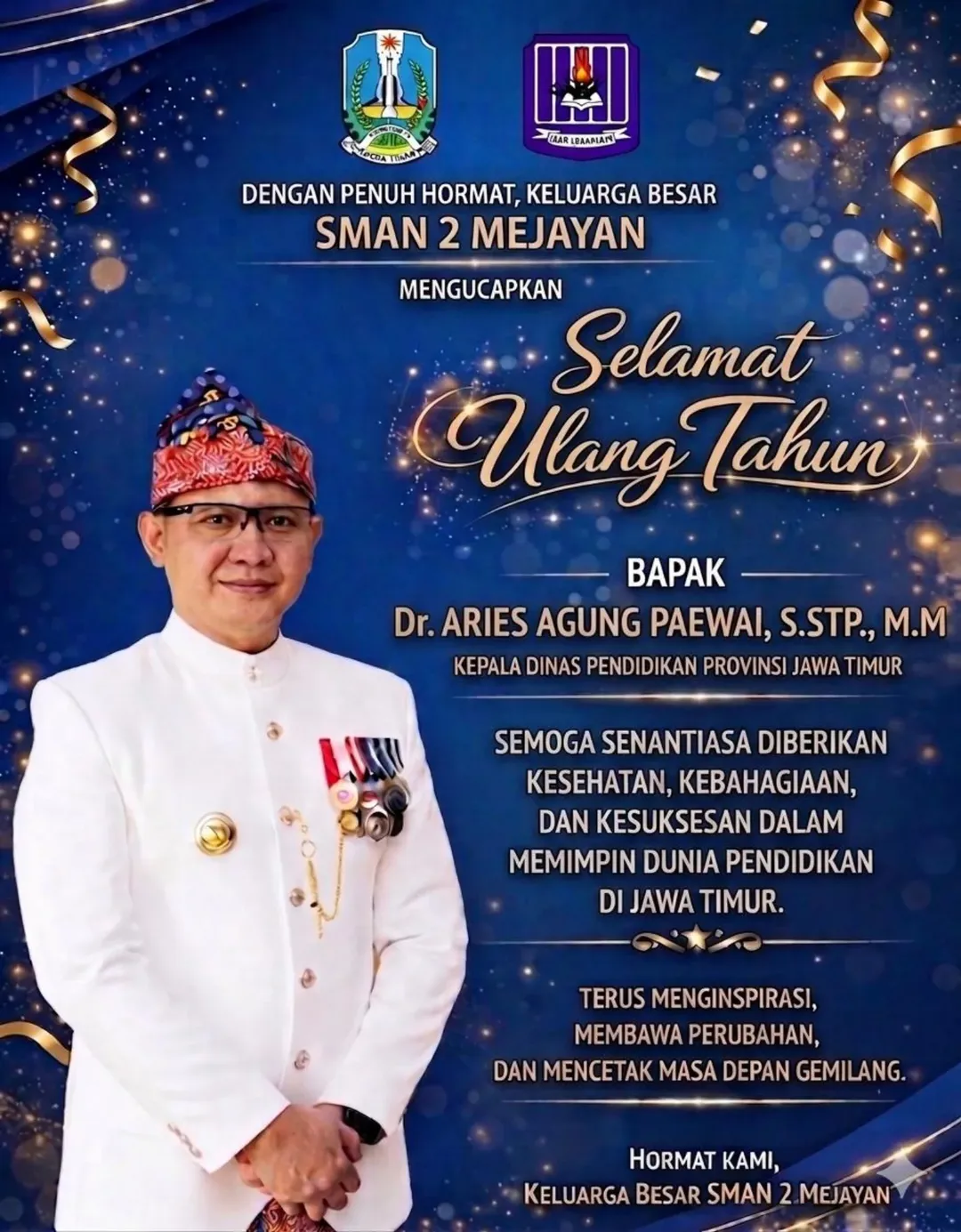 Selamat Ulang Tahun kepada Kepala Dinas Pendidikan Provinsi Jawa Timur
