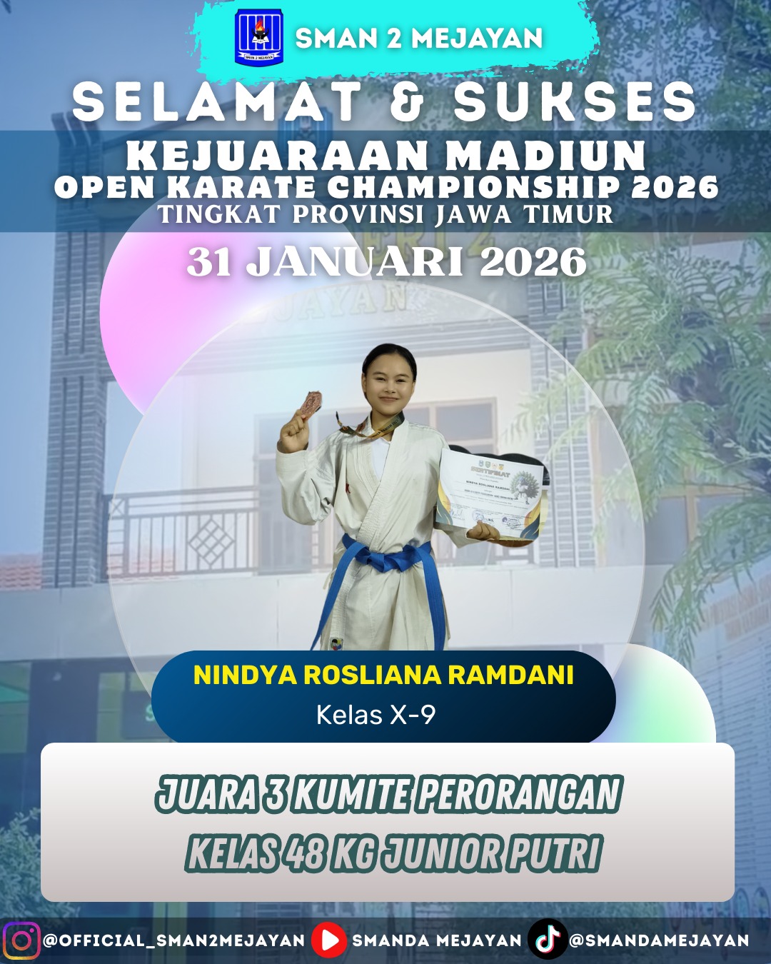 uara 3 Kumite Perorangan Kelas 48kg Junior Putri dalam kejuaraan Madiun Open Karate Championship 2026J